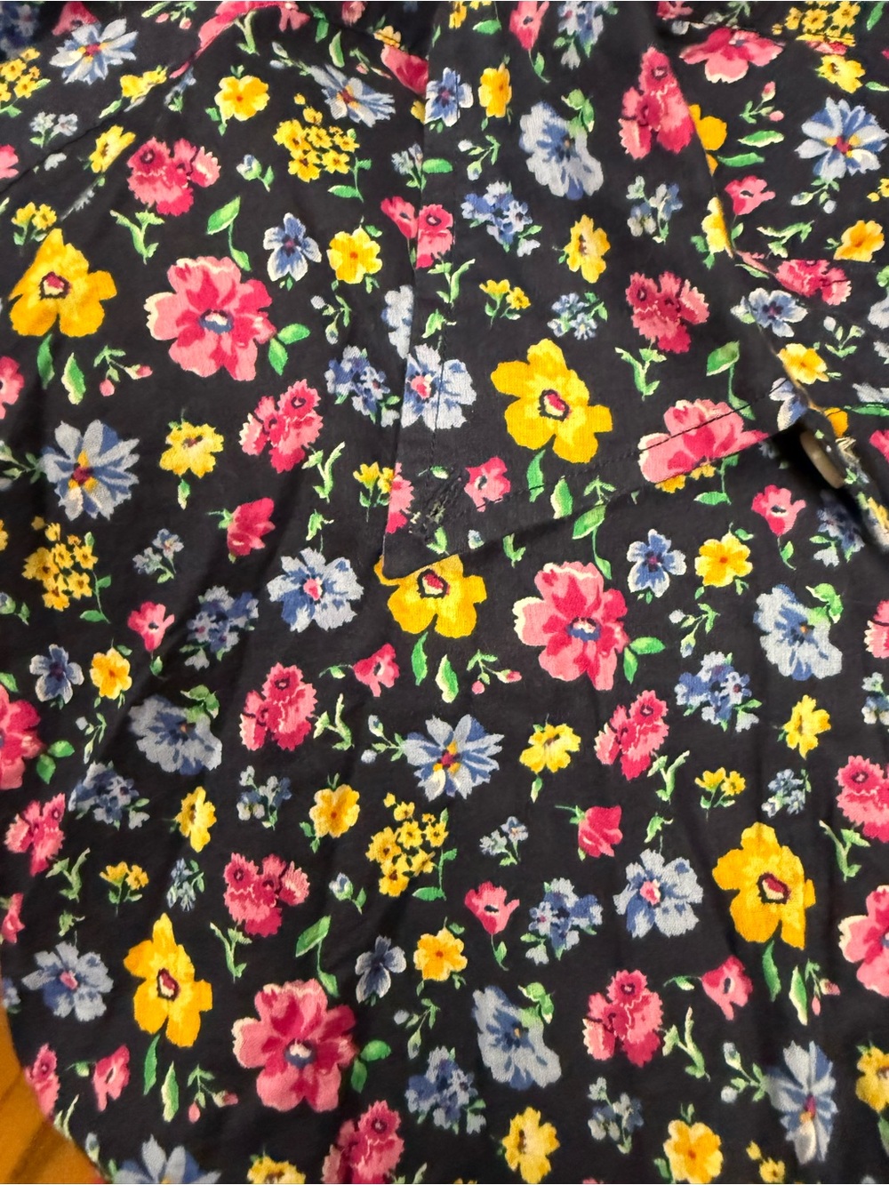 Ralph Lauren Navy Cotton Floral Button-Down Shirt with Pink & Yellow Accents XXL - Picture 7 of 9